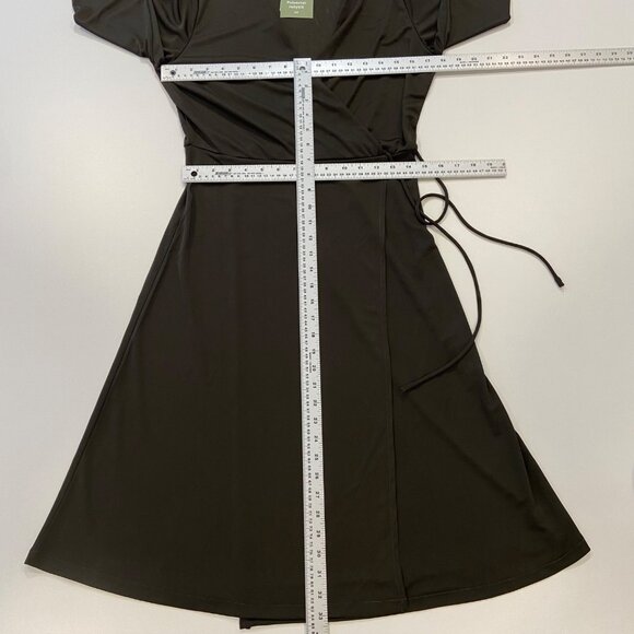 H&M NWT Maroon Brown Long-Sleeve Wrap Dress Silky Jersey Fabric Knee Length Wome - Picture 12 of 14